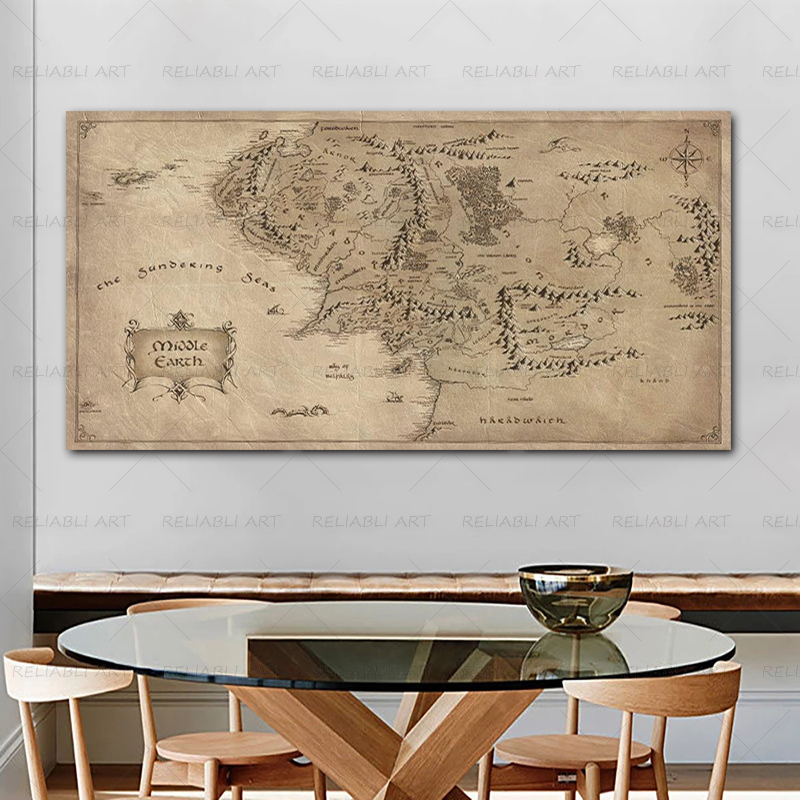 Retro The-Lord-of-Rings Map Po - đánh giá và giá Star Map Poster