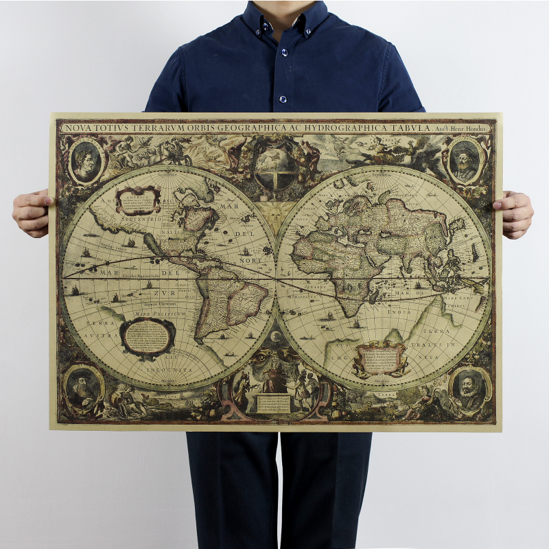 1641 old Nautical chart world  - đánh giá và giá Star Map Poster